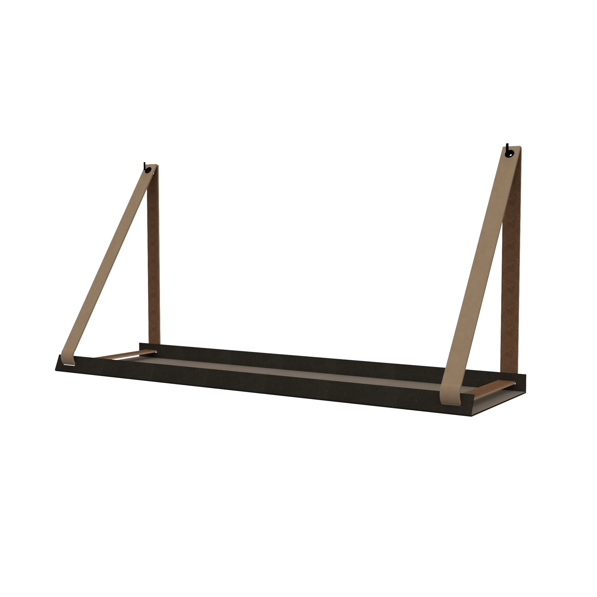 Stalen wandplank 98x20cm - incl. leren plankdragers Stalen wandplank met leren plankdragers - Taupe