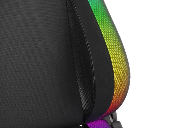 Genesis Trit 500 RGB - Stol - ergonomisk - lænestol - armstøtter - T-formet - vippe - drejeled - tekstil, PU syntetisk læder - sort