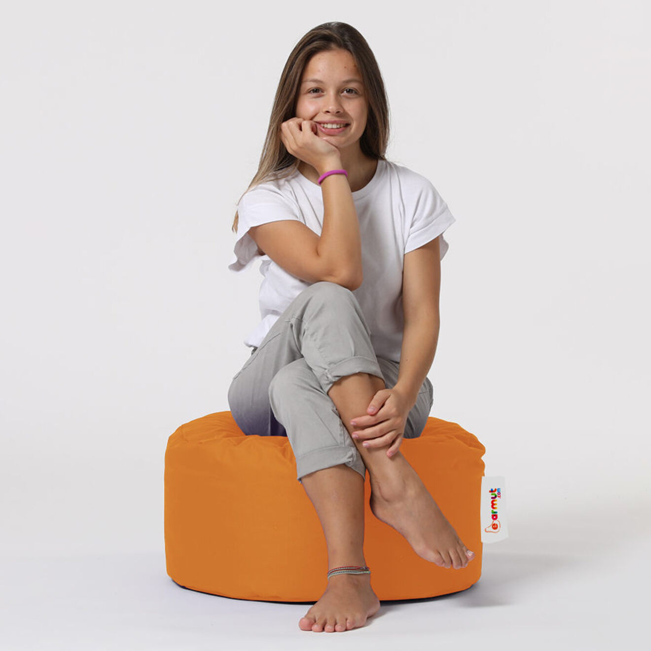 Homitis Pouf Round orange - D.55x30 cm