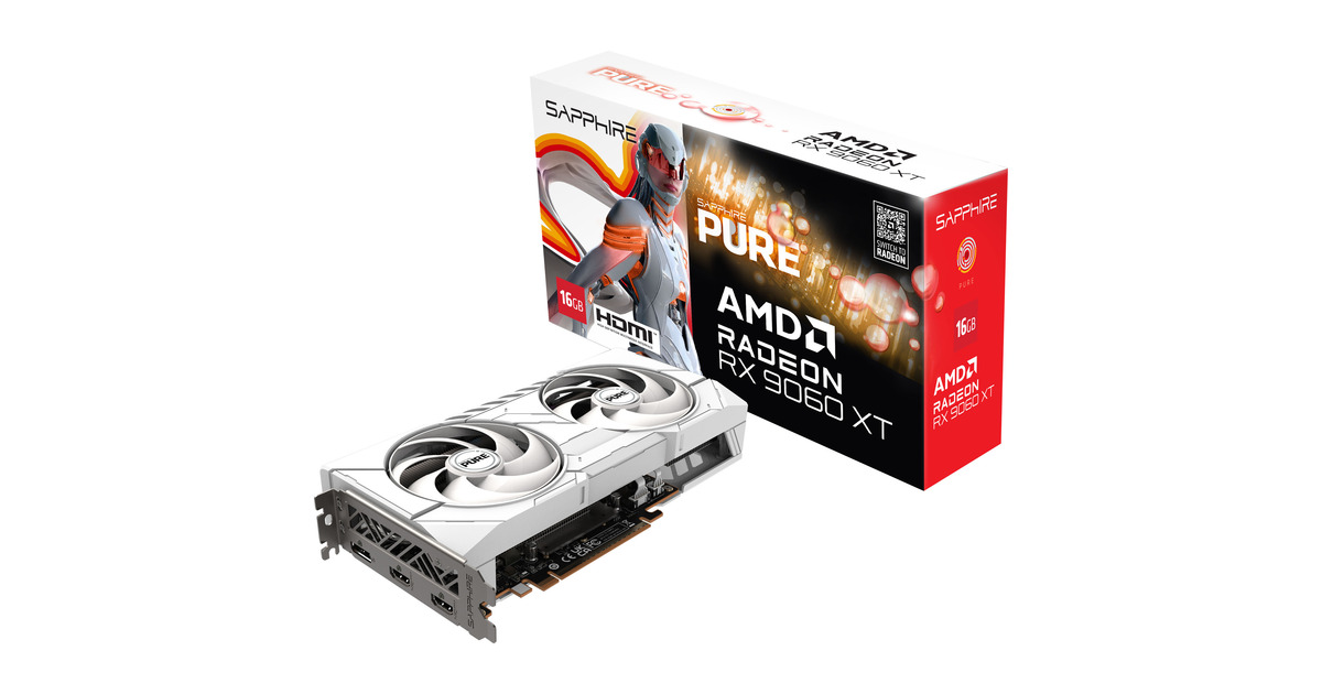 SAPPHIRERadeon RX 9060 XT PURE 16GB OC grafische kaart  (1x DisplayPort, 2x HDMI)