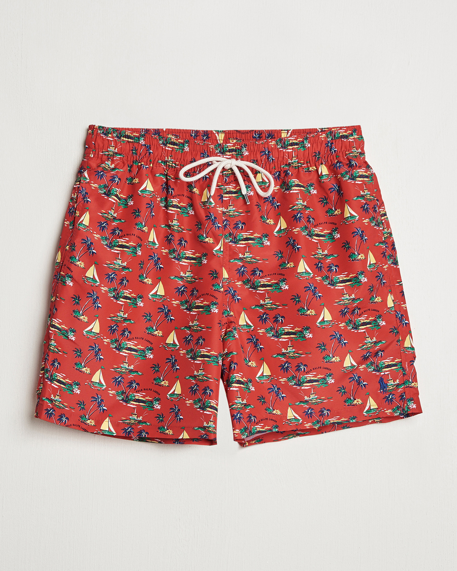 Polo Ralph Lauren Traveler Recycled Swimshorts Island Scenic Red