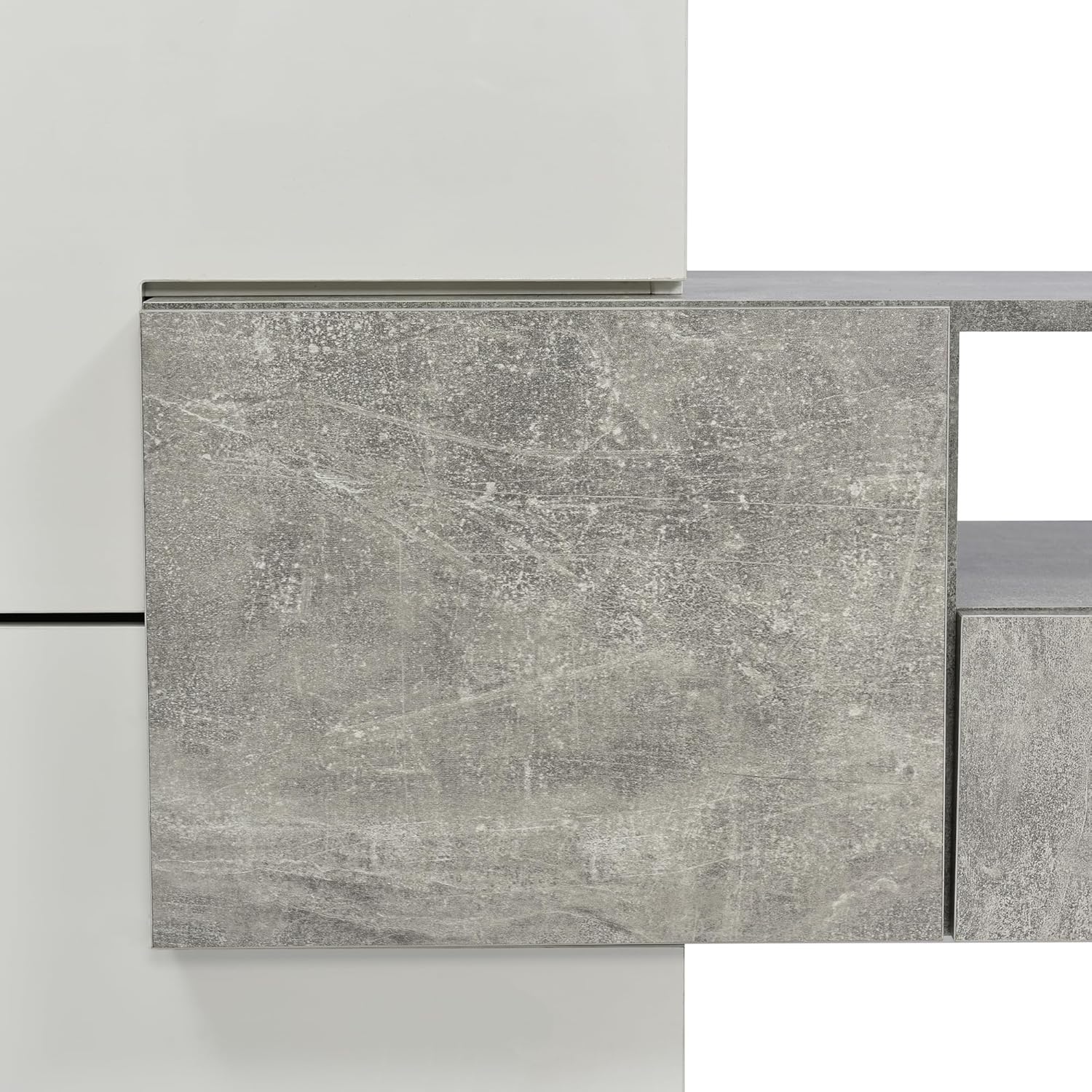 LED TV Lowboard in Hochglanz Weiß und Schwarz, 200 cm Breite, Modernes Wohnzimmer Sideboard mit LED-Beleuchtung, Elegante Glasoberfläche (Grey)