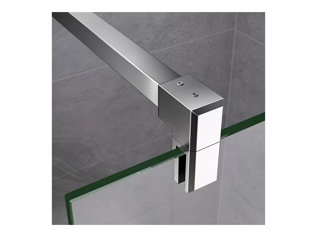 Paroi de douche à l'italienne 140x200cm - 8mm verre trempé sablé - Avec barre de fixation 90cm en carré