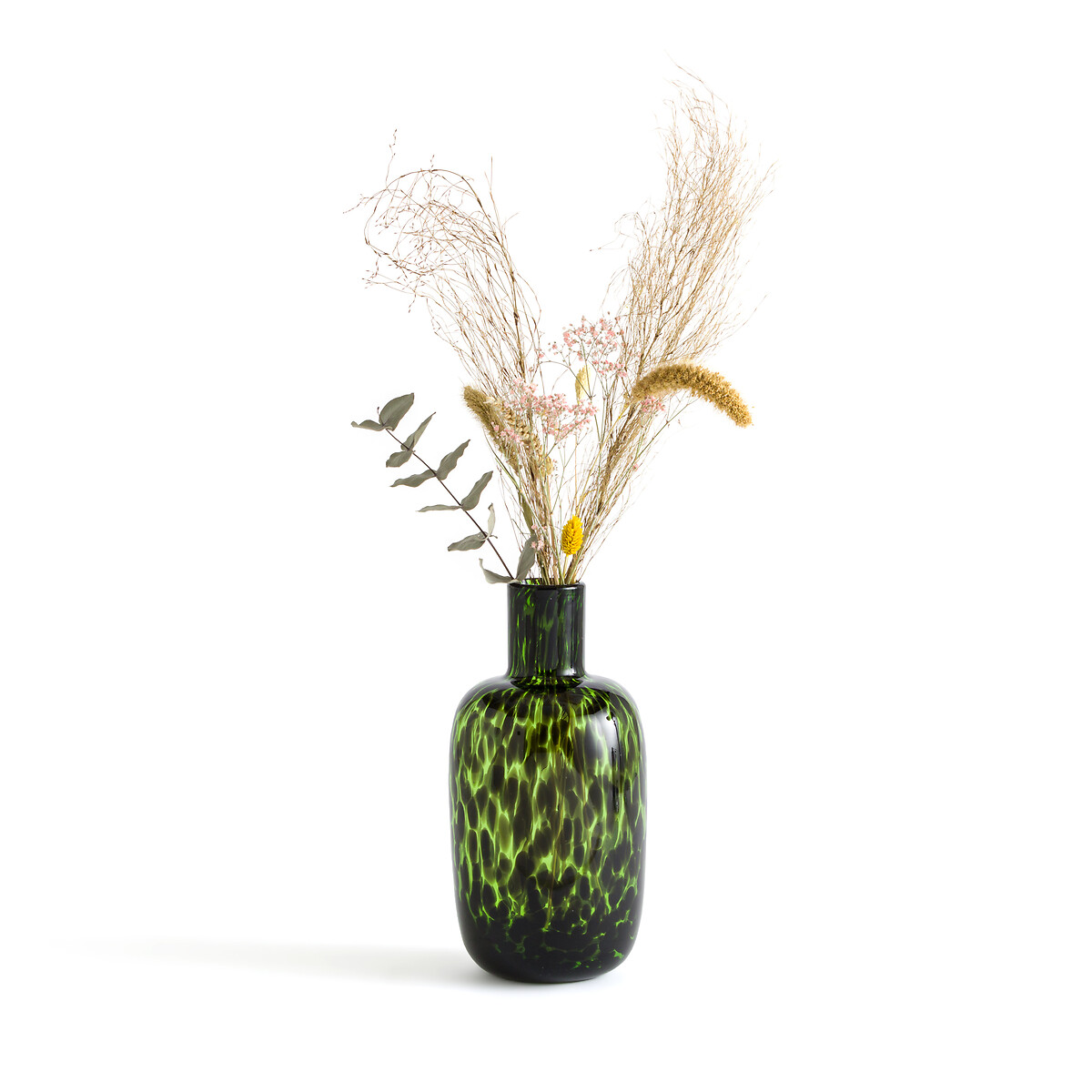 LA REDOUTE INTERIEURS<br>Vaso manchado em vidro Alt.30 cm, Fauvita