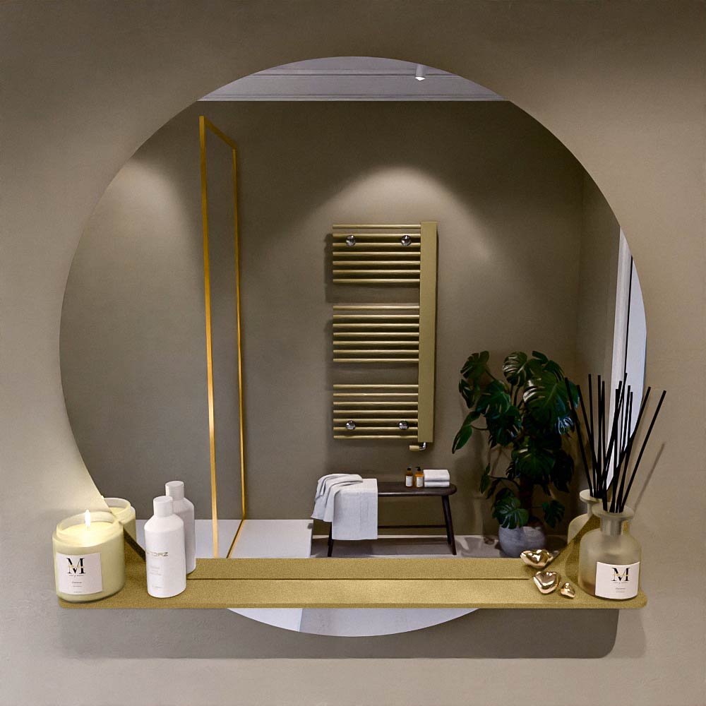 SHOWMODEL: Mondiaz Spot spiegel rond Ø100cm met planchet plata