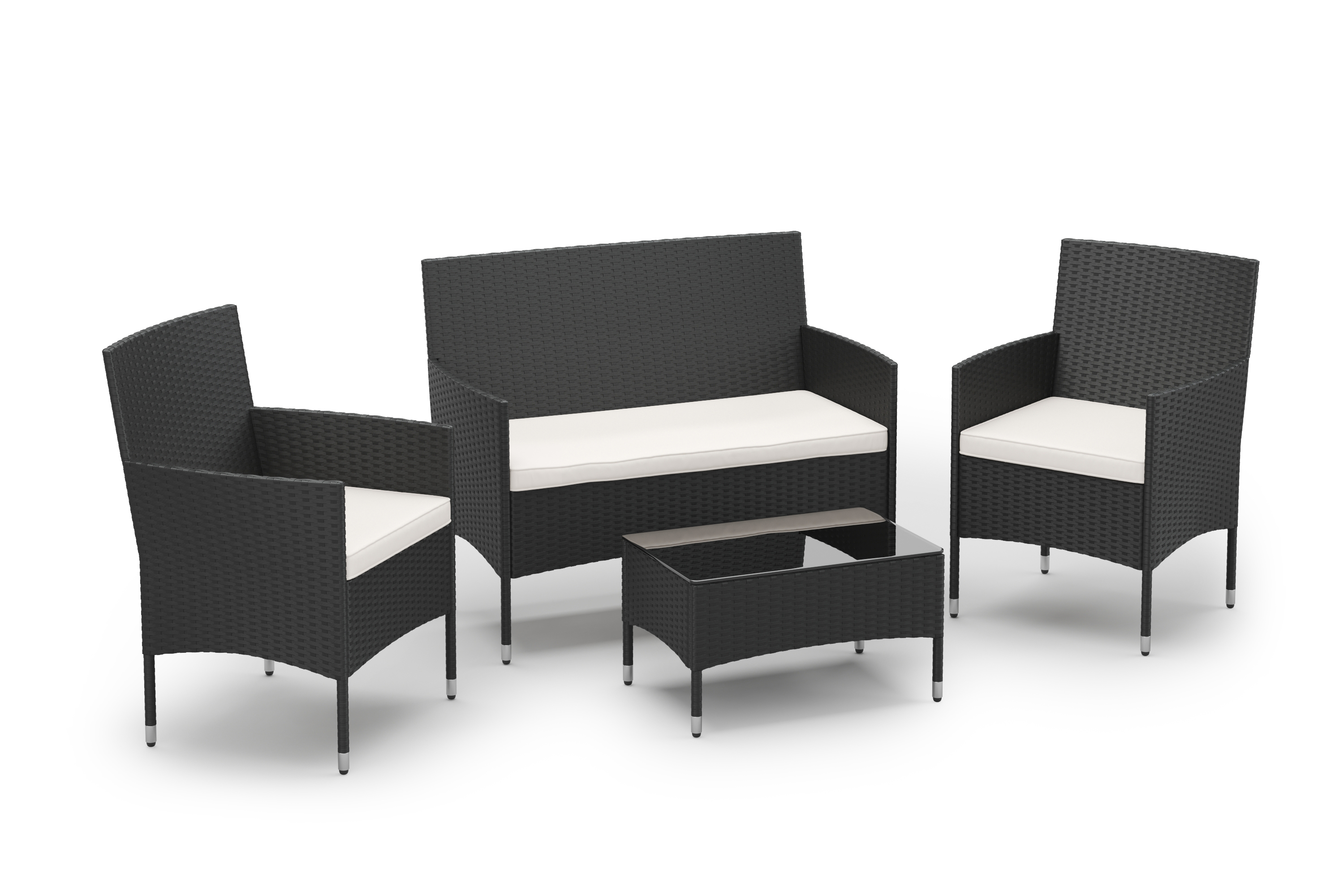 Gartenset Rattan MALIA schwarz/weiss