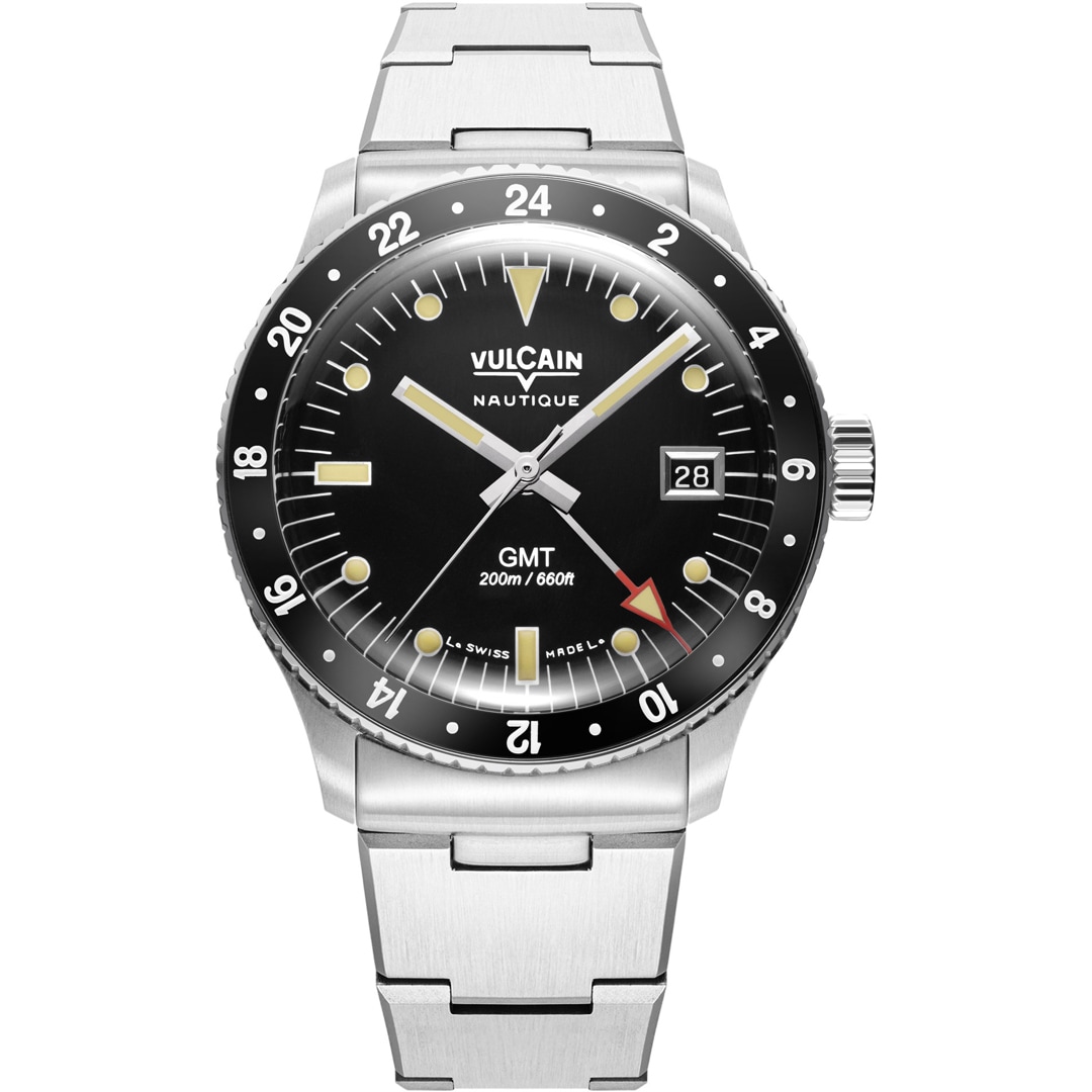 Vulcain Skindiver Nautique GMT Black - Luminova Beige