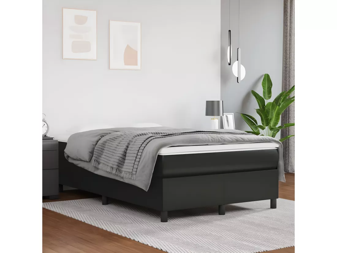 Sommier tapissier avec matelas Noir 120x200 cm Similicuir
