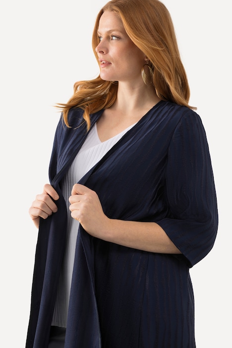 Easy-Going-Jacke, offene Form, V-Ausschnitt