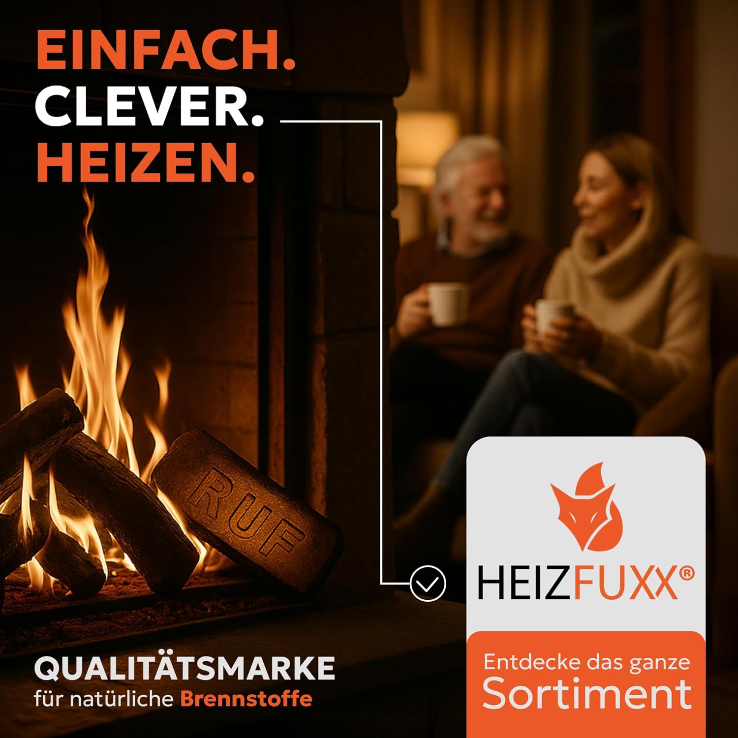Holzbriketts RUF Original Red - Hartholzbriketts Palette 300 kg (30x10 kg) - Premium Briketts für Kamin, Heizkessel & Ofen - Hoher Heizwert, geringer Aschegehalt & maximale Energieausbeute