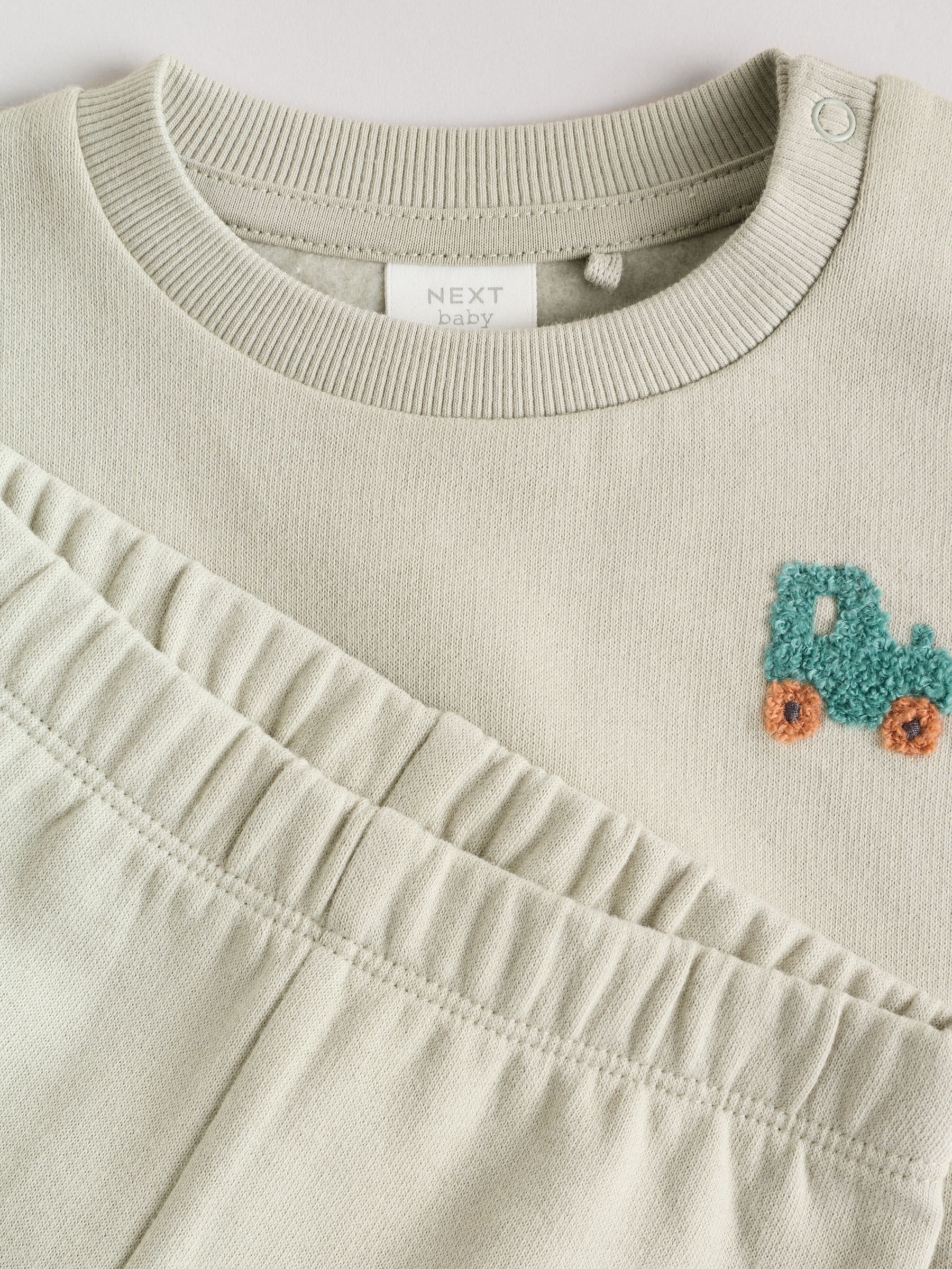 Sage groene trekker - Baby sweatshirt en joggingbroek set (0mnd-2jr)