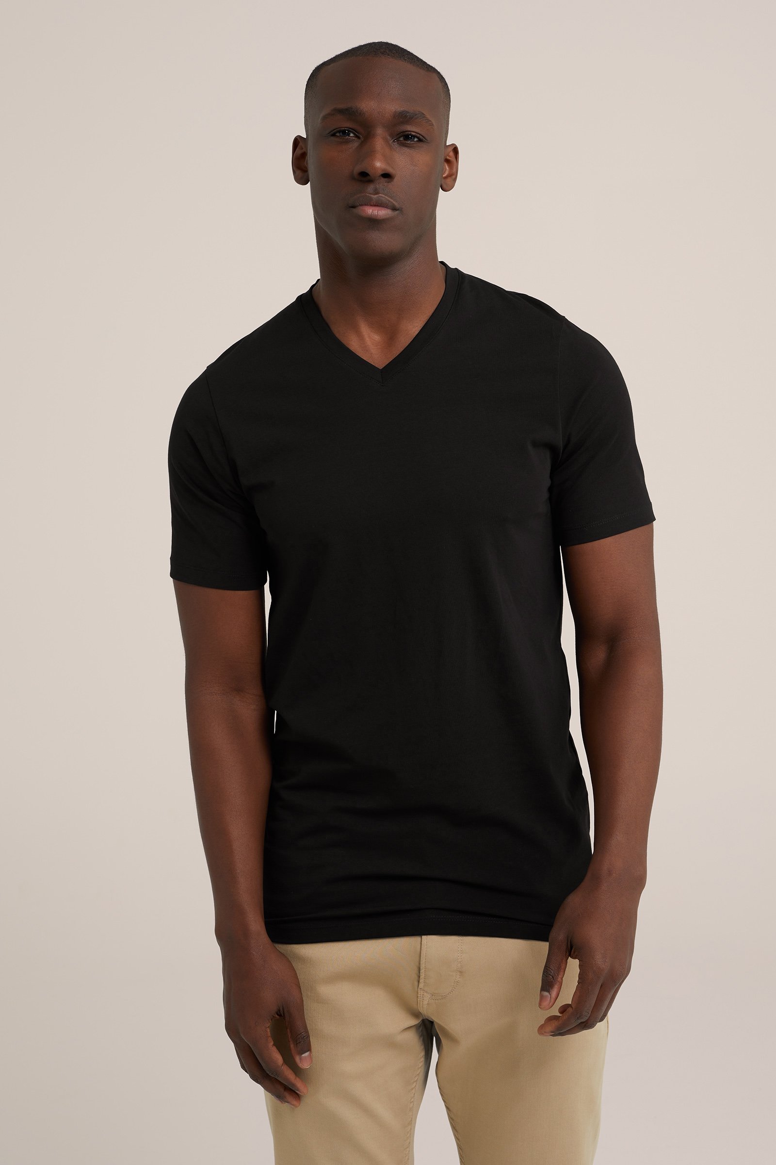 tall fit T-shirt, 2-pack WE Fashion Zwart