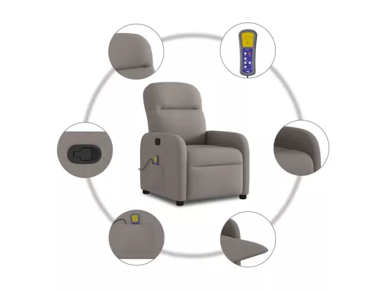 Fauteuil de massage inclinable Taupe Tissu