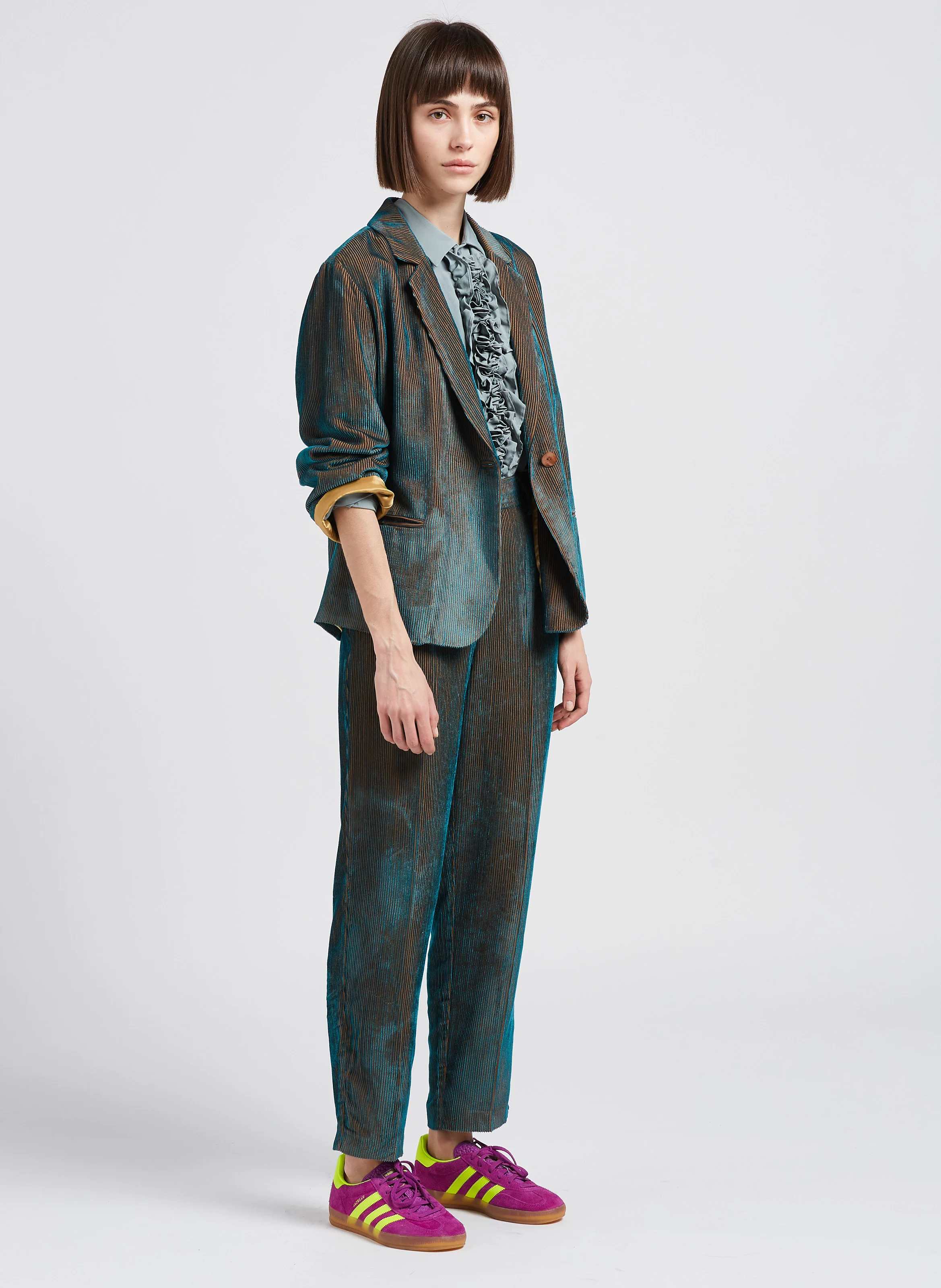 VISCHIO - Pantalon taille haute large | Bleu