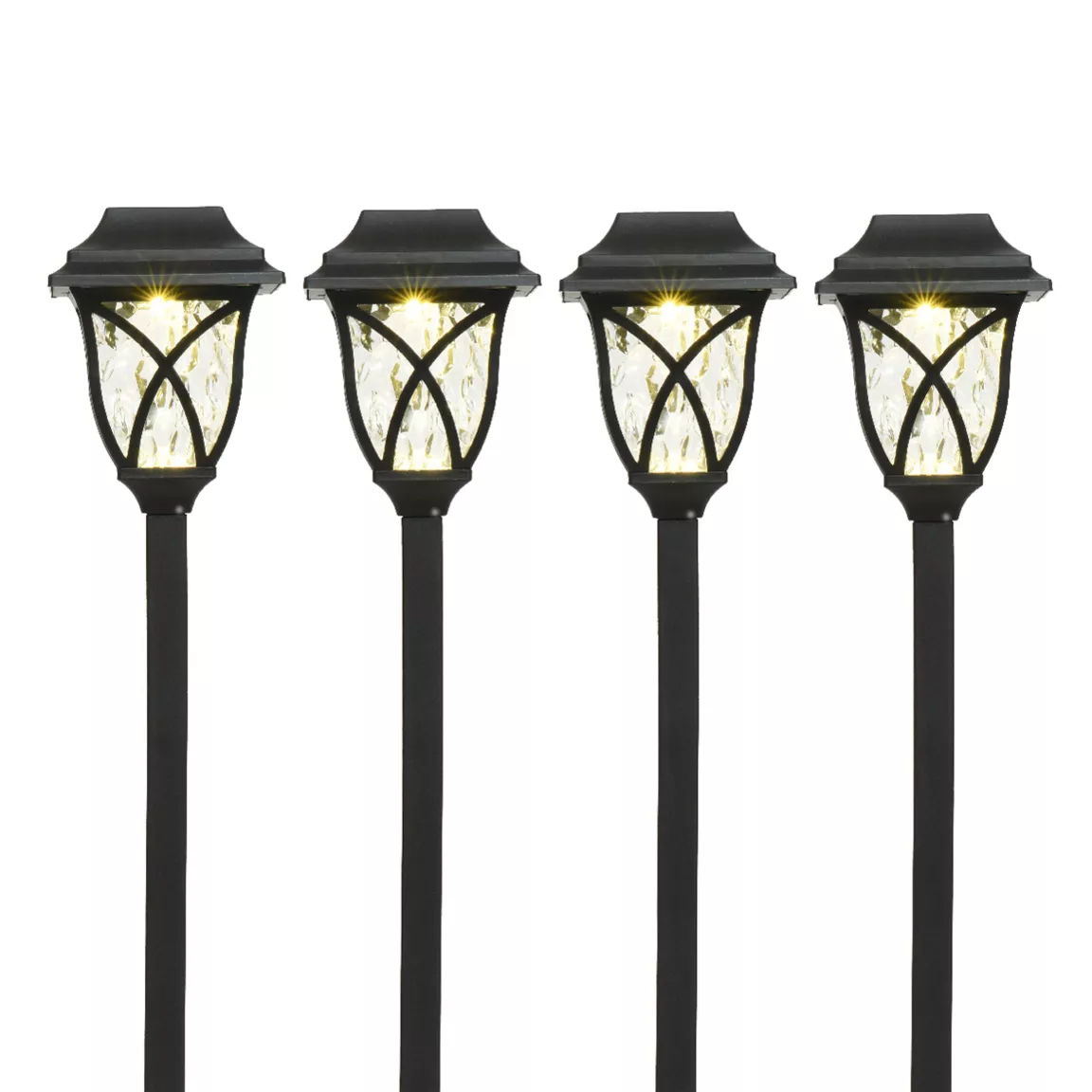 Lot de 4 bornes de jardin solaire LED (H33 cm) Botany Noir