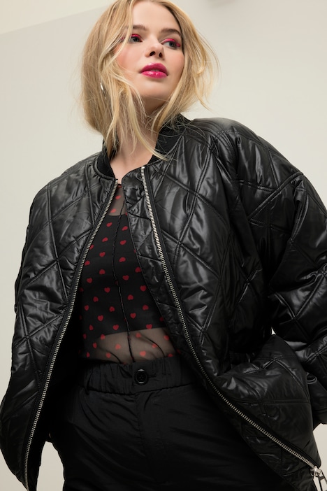 Stepp-Blouson, Collegekragen, Raglan-Langarm