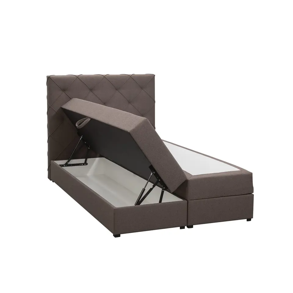 Boxspring met opbergruimte Liv geruit - donkerbruin - 120x200 cm