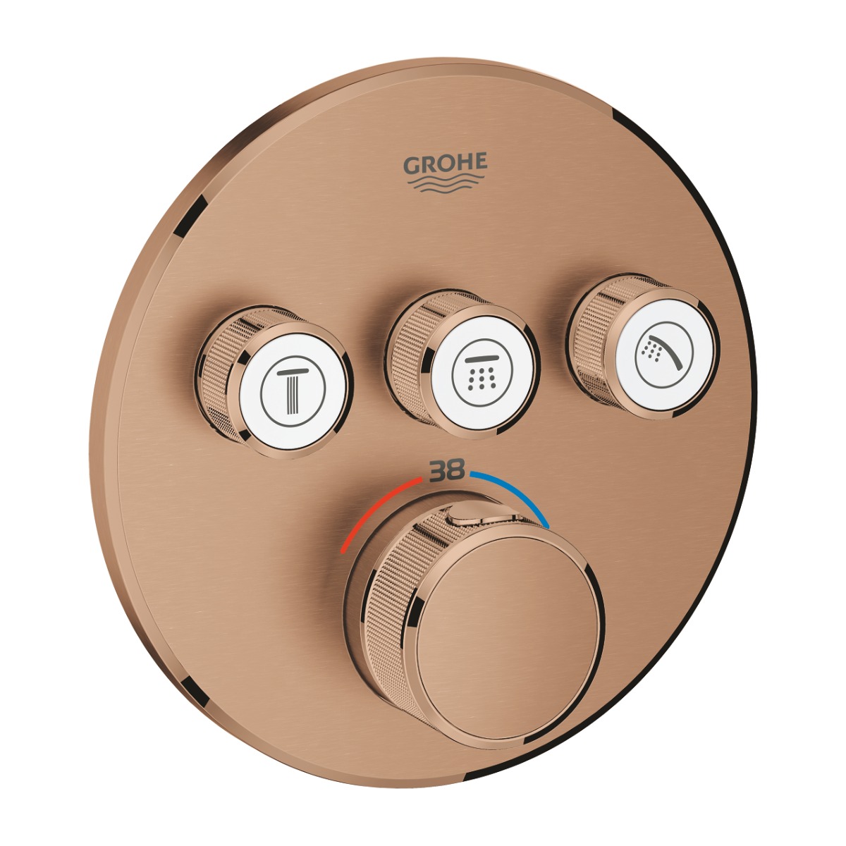 Grohe Grohtherm SmartControl thermostaat met omstel 3-weg rond brushed warm sunset