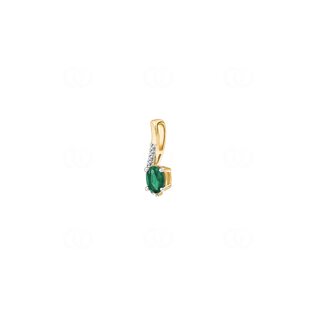 Anhänger 750/18 K Gelbgold mit Smaragd oval und Diamanten 0.03 ct H/si