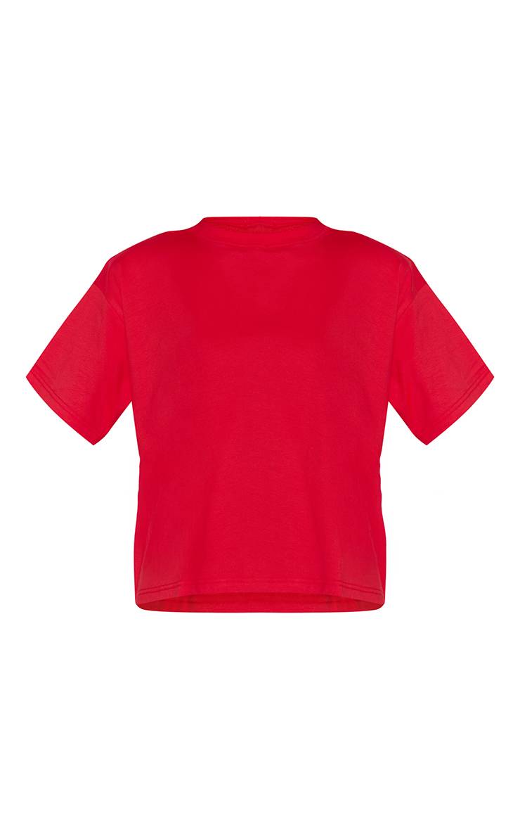 Rouge T-shirt Boxy En Coton Avec Épaulettes