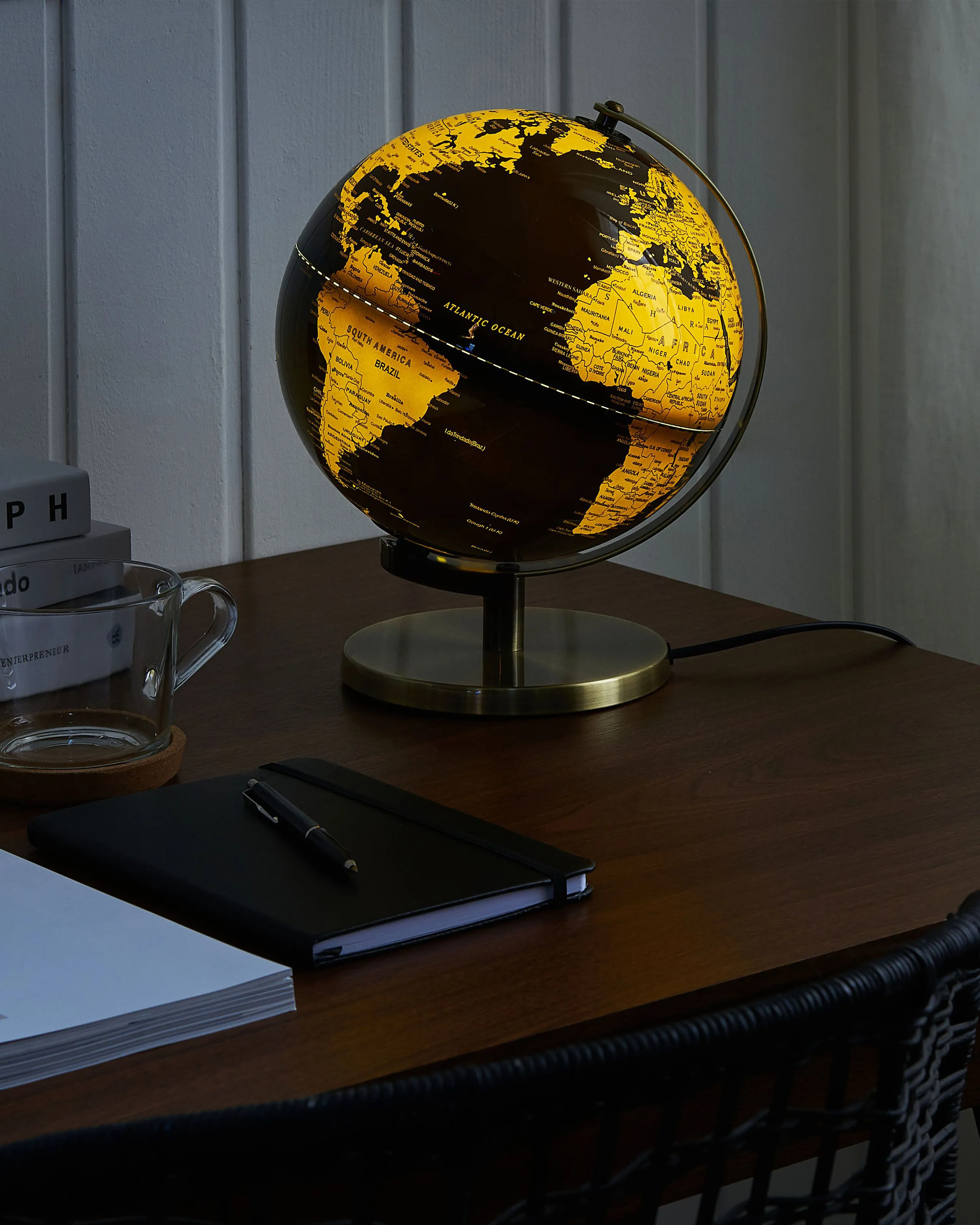 Wereldbol LED MAGELLAN Zwart 32 cm
