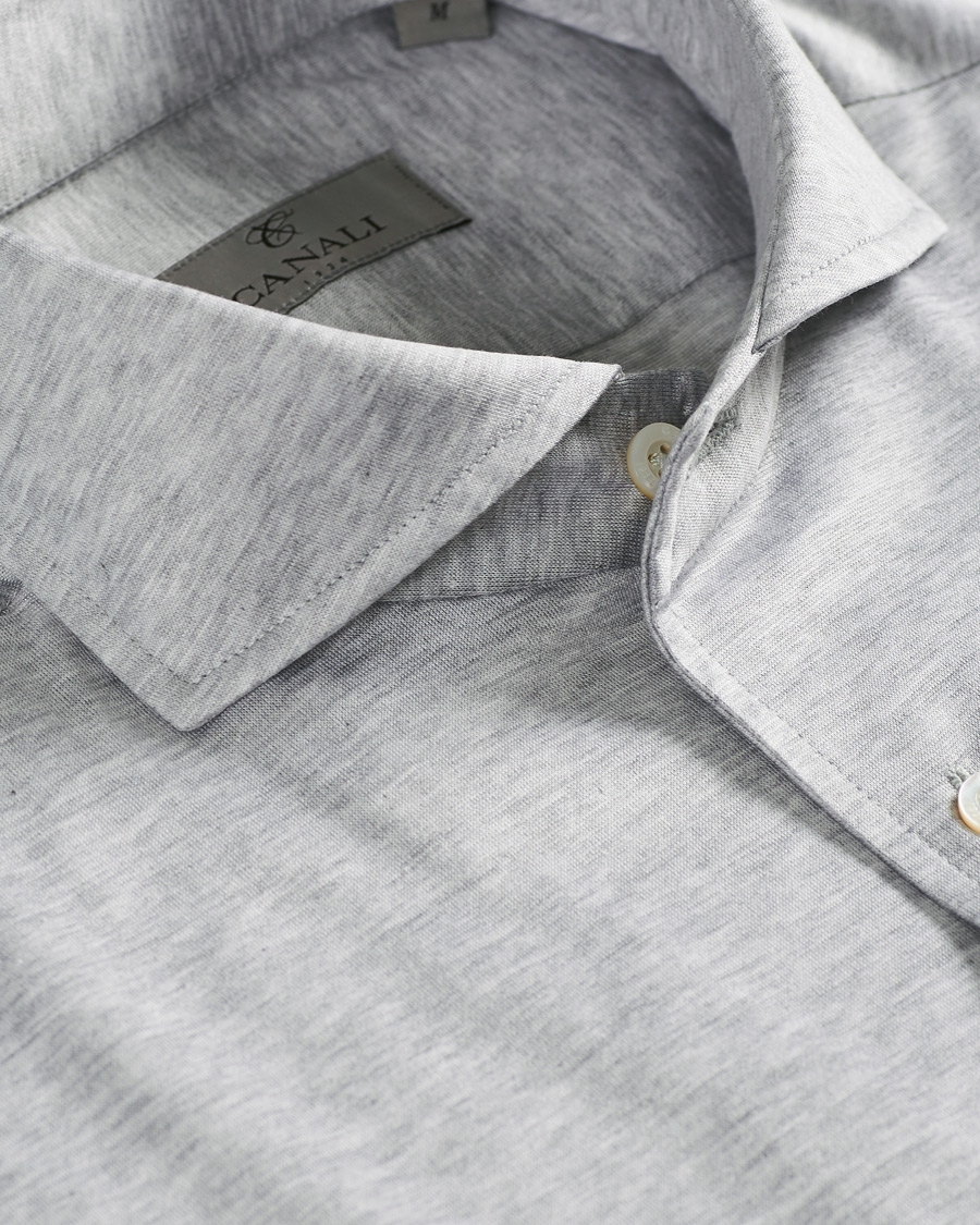 Canali Slim Fit Jersey Shirt Light Grey