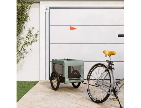 VIDAXL - Remorque de vélo pour chien gris et noir tissu oxford et fer