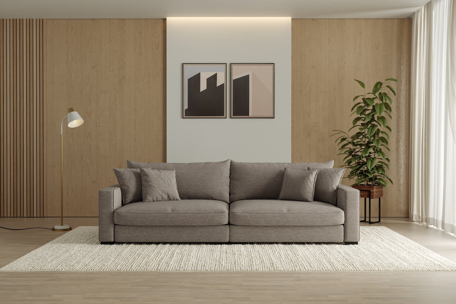 Rossi Lux 4-seter sofa Tekstil Beatto 1023 Grønn, arm B med sorte ben. Std. Komfort.