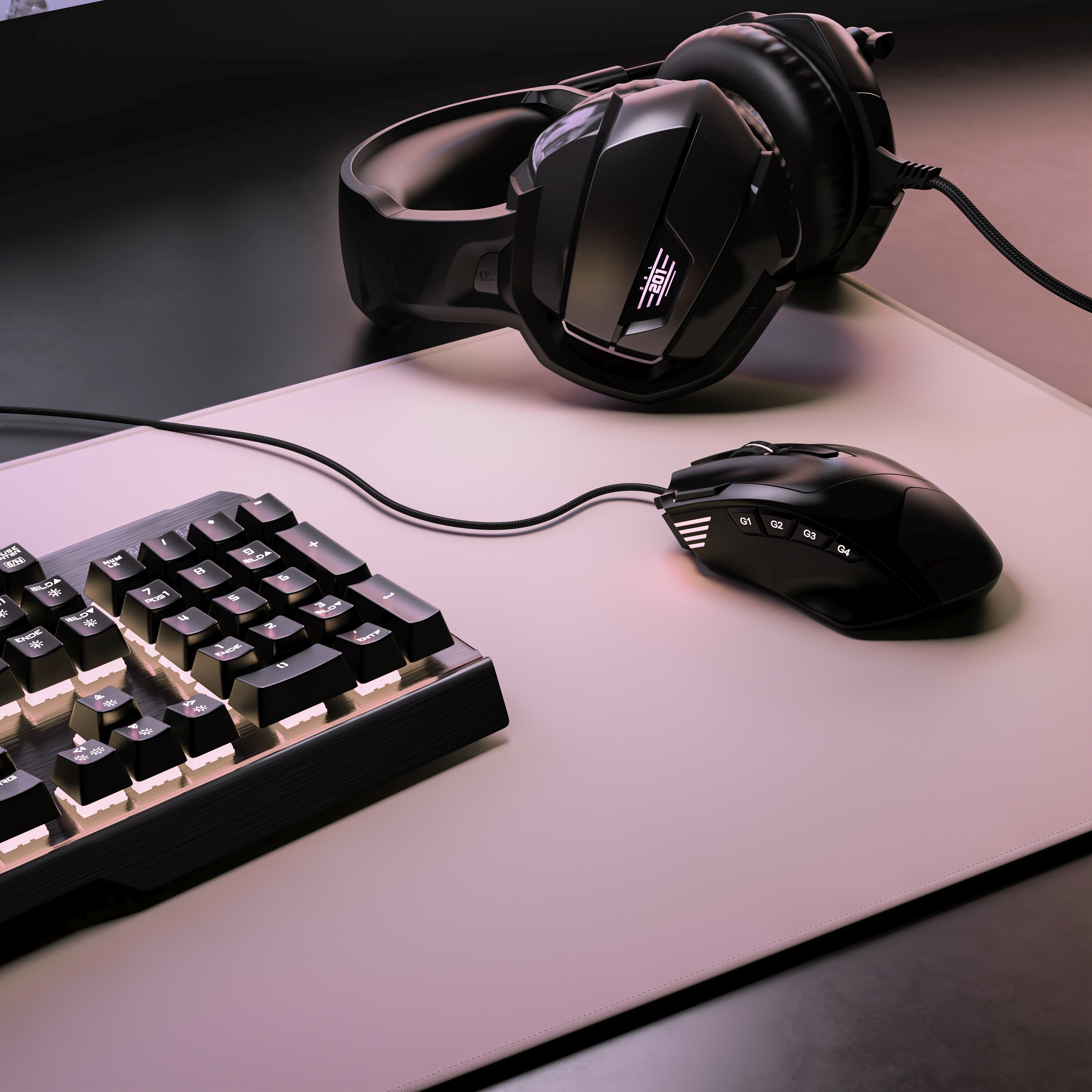 CSL Gaming Mauspad, XXL, 900 x 400 x 3 mm, Schreibtischunterlage, extralarge, waschbar, rosa