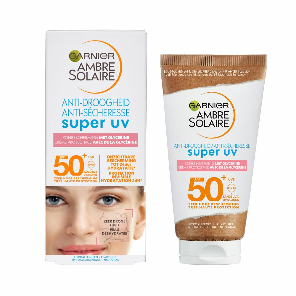 Garnier Ambre Solaire Sensitive Expert+ Super UV Gezicht Zonnebrandcreme Anti-Droogheid SPF 50+50 ml