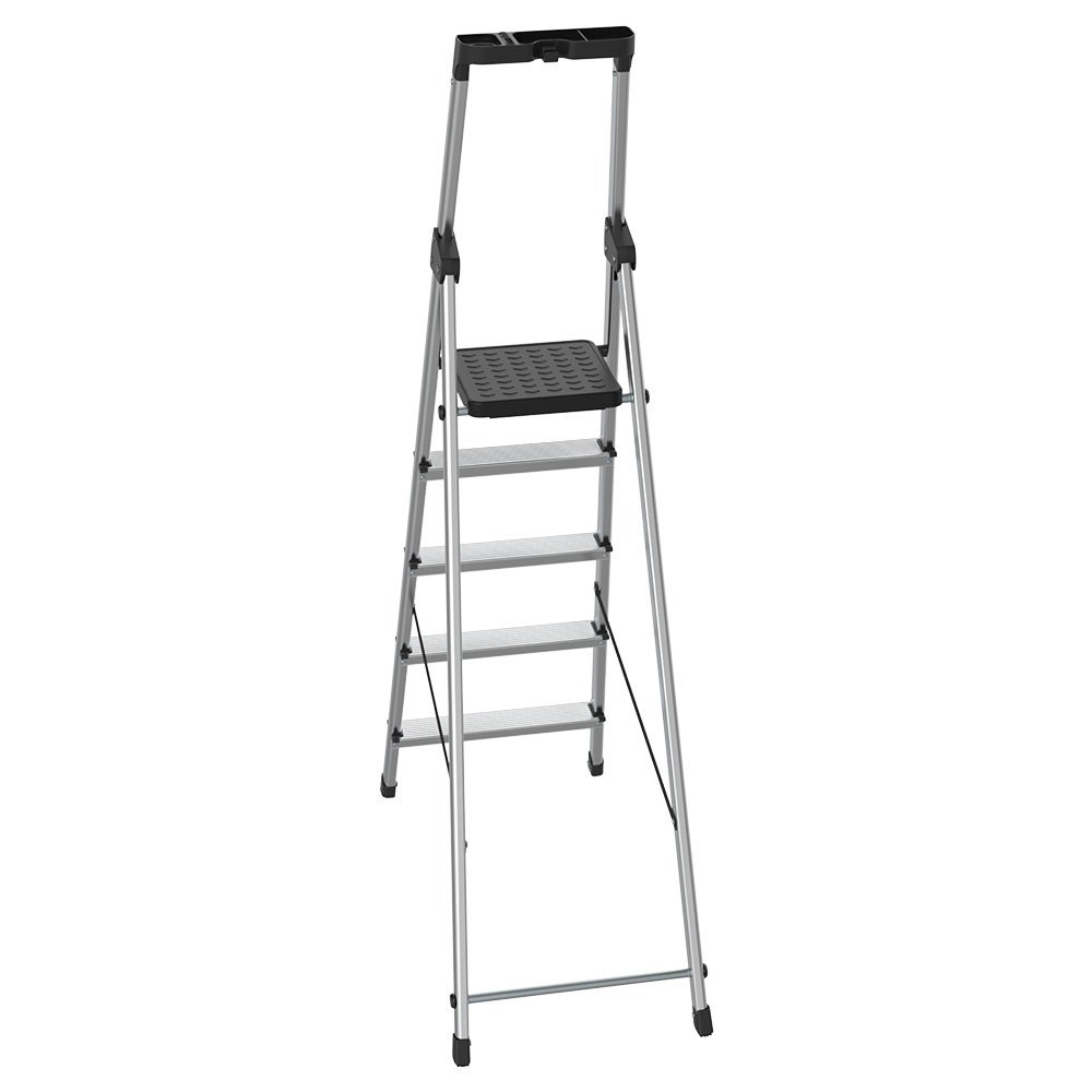 Huishoudladder met 5 treden en gereedschapsbak – opvouwbaar