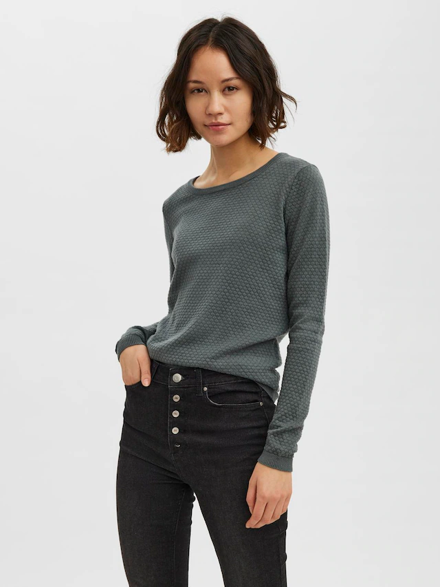 Vero Moda Rundhalspullover »VMCARE STRUCTURE LS O-NECK BLOU NOOS«, mit Strukturmuster