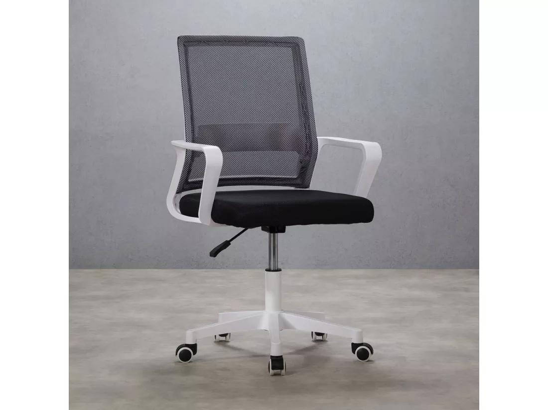 Chaise de bureau PERTH, Pivotante et réglable en hauteur, Tissu mesh, Avec accoudoirs, Noir