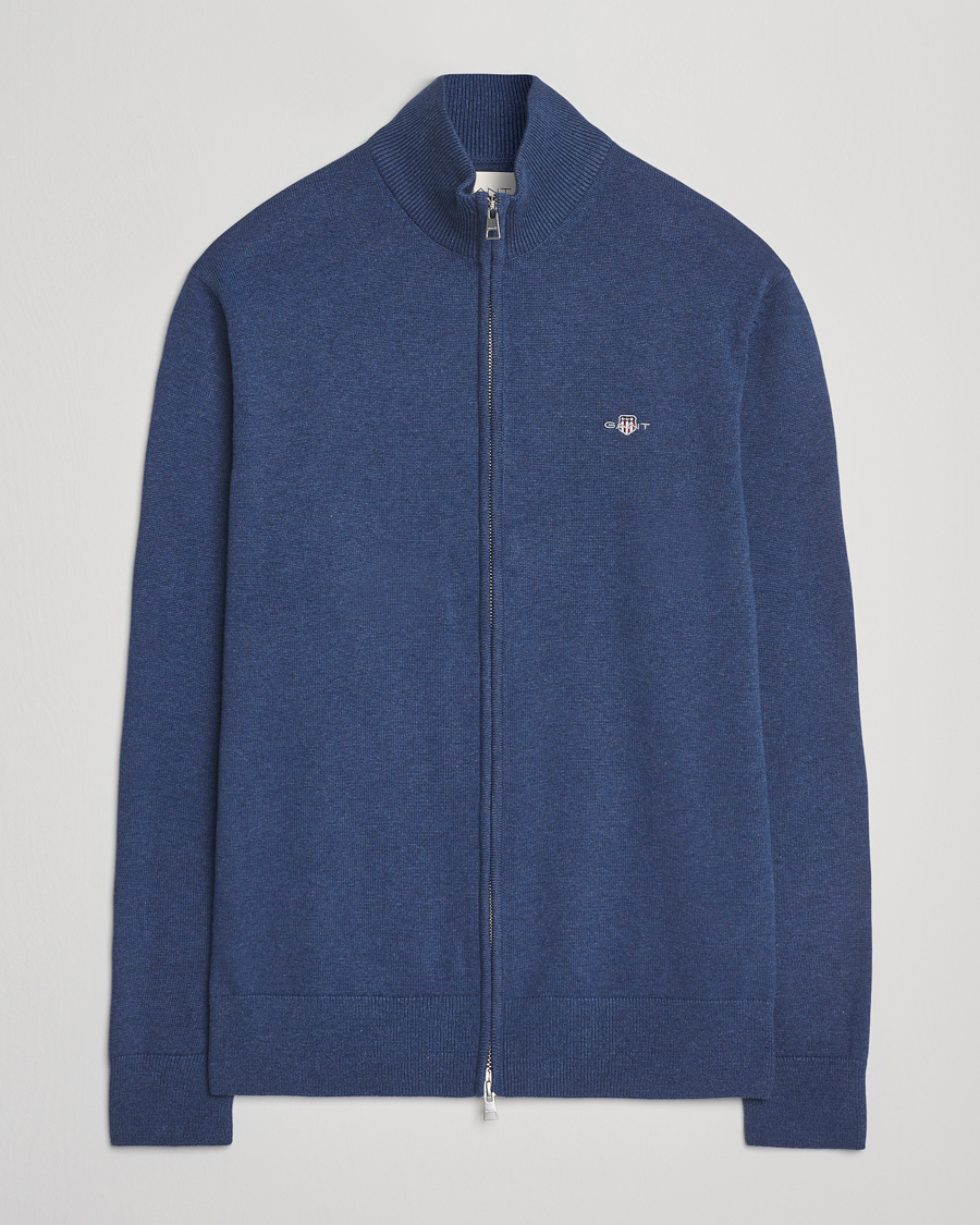 GANT Casual Cotton Full Zip Dark Jeans Blue Melange