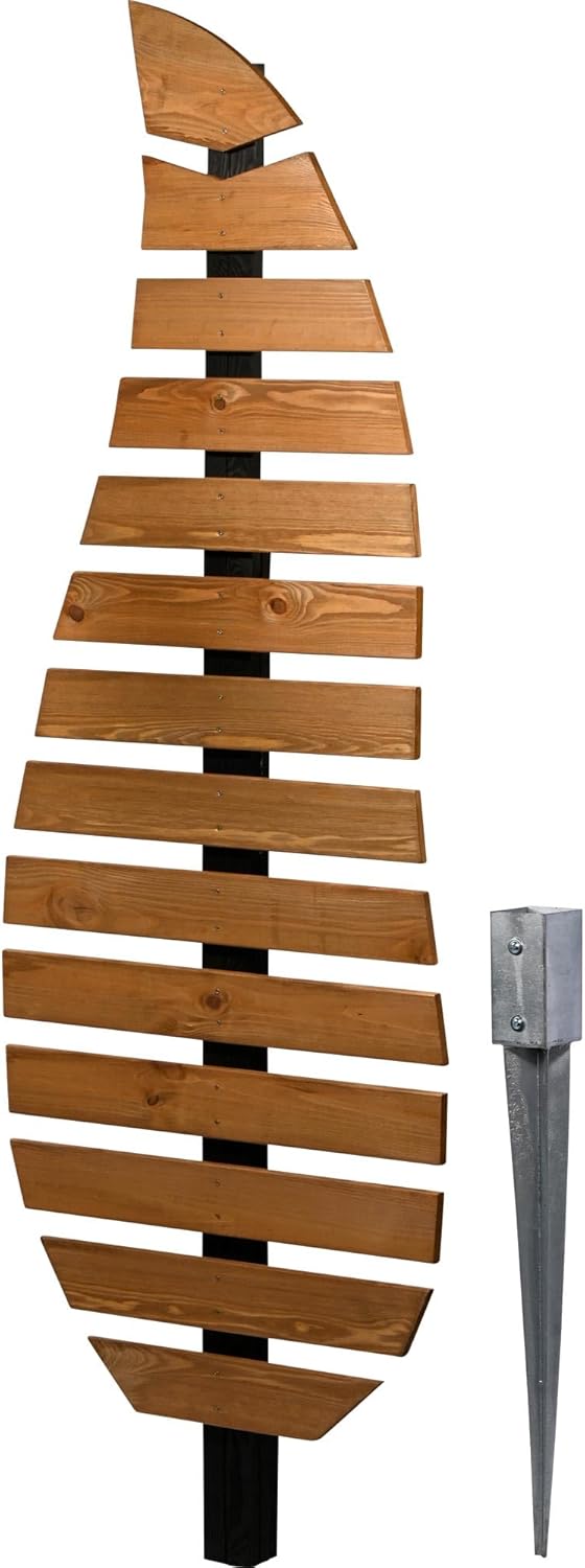 dobar® Green Label Rankhilfe Komplexus in Blattform zweifarbig aus Holz - Rankgerüst stehend mit Pfahl für Garten - Pflanzstütze für Kletterpflanzen