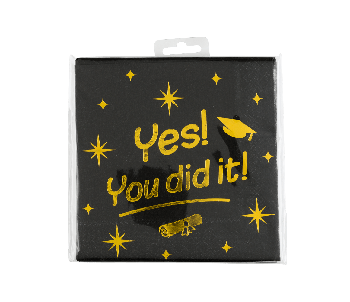 Geslaagd Servetten Zwart Goud Yes You Dit It! 19cm 16st