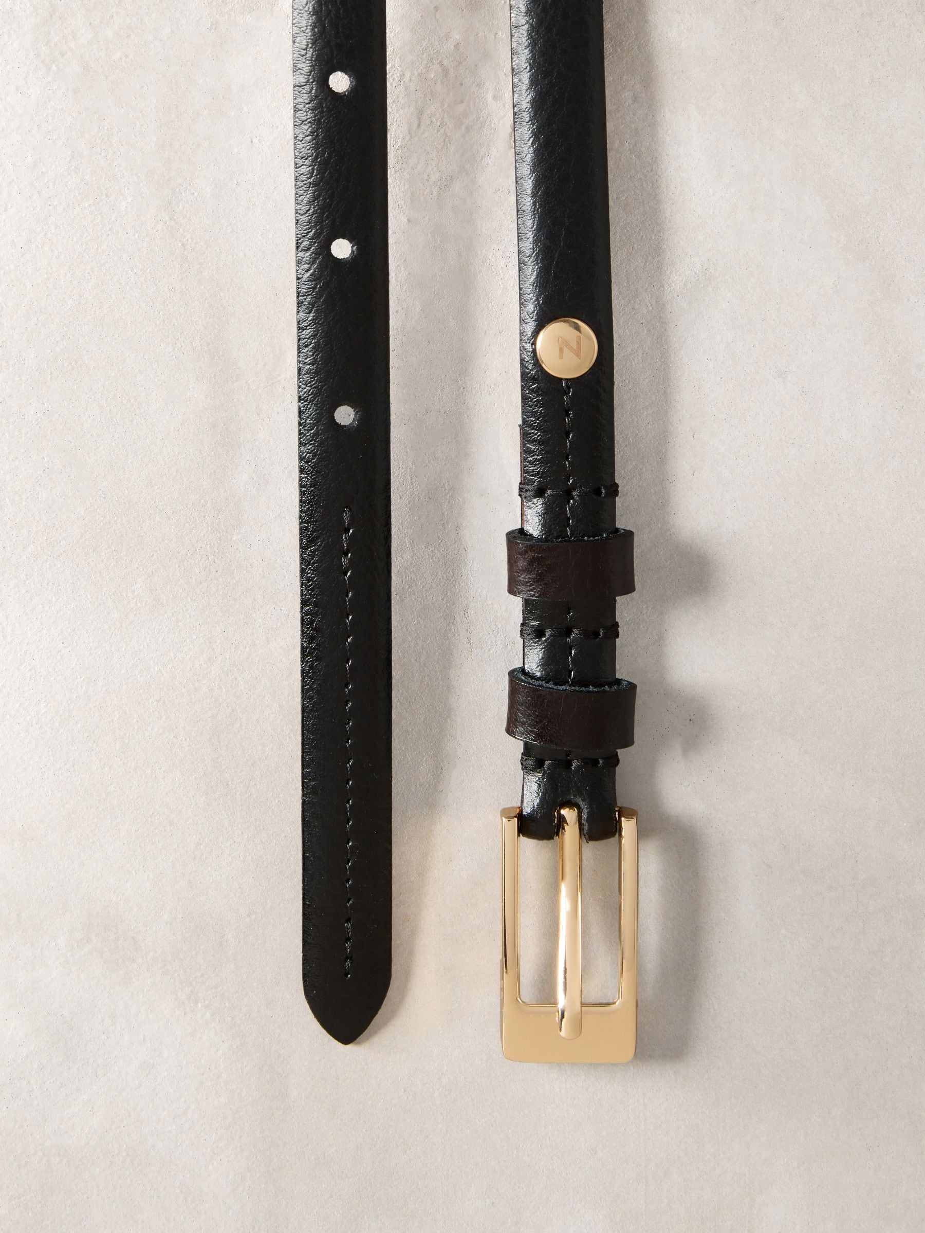 Zwart - N. Premium skinny Made In Italy leren riem