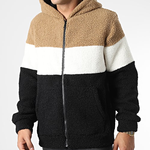 Sweat Zippé Capuche F22215 Noir Blanc Camel