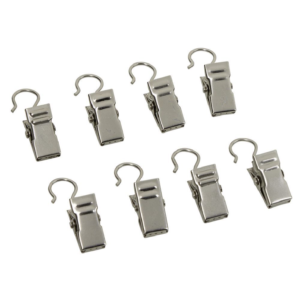Pince clip métal gris chromé x8