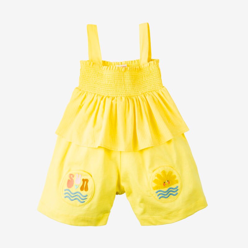 Combi bébé fille bi matière jaune Catimini Jaune