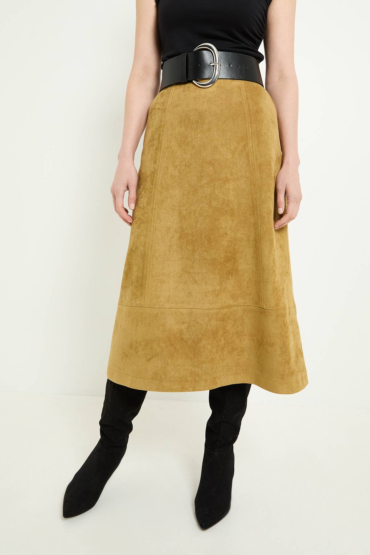 Wallis Jupe Midi En Synthétique Avec Détails De Coutures