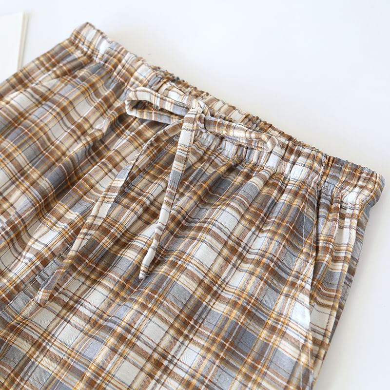 MelMount - Bijpassende pyjamabroek met trekkoord in de taille en ruitmotief (verschillende ontwerpen)