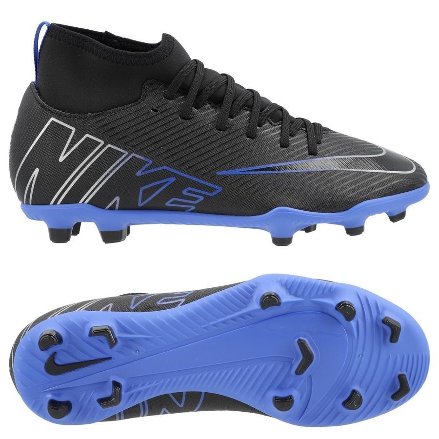 Nike Mercurial Superfly 9 Club MG Shadow - Noir/Chrome/Bleu Enfant