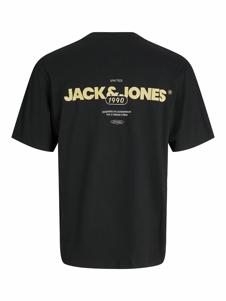 Camiseta JACK & JONES, manga curta e logo nas costas.