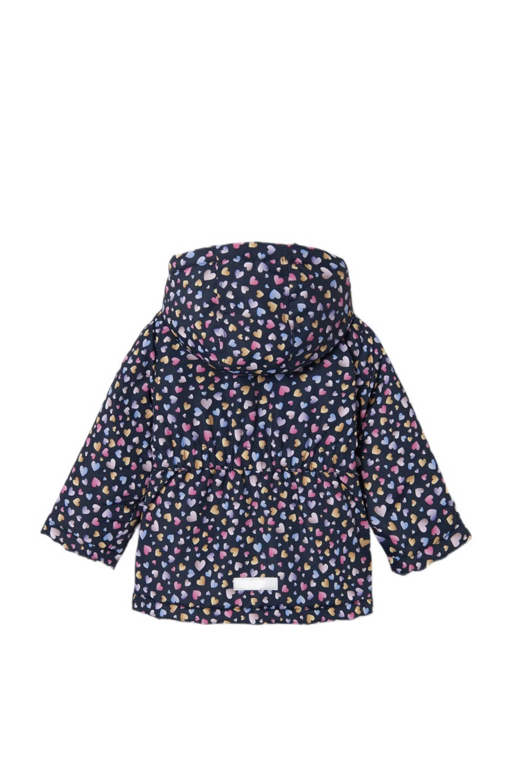 NAME IT winterjas NMFMAXI met all over print donkerblauw/roze/paars