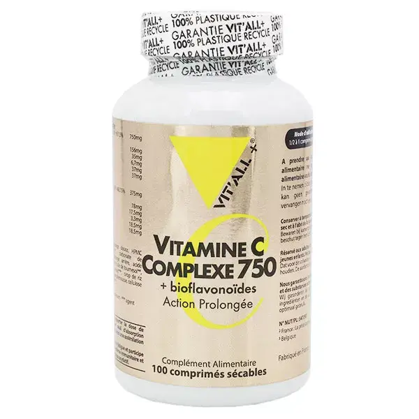 Vit'all+ Complexo de Vitamina C 750 mg, 100 comprimidos sulcados