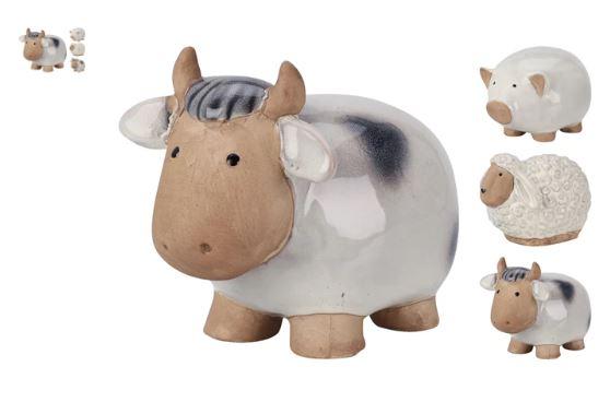 ANIMAUX DE LA FERME PORCELAINE 7X9X8CM