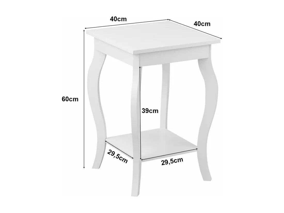 Table de Chevet Lot de 2, Bout de Canapé Carré avec Patins Antidérapants, Table d'Appoint pour Chambre, Salon, 40 x 40 x 60 cm (Blanc)