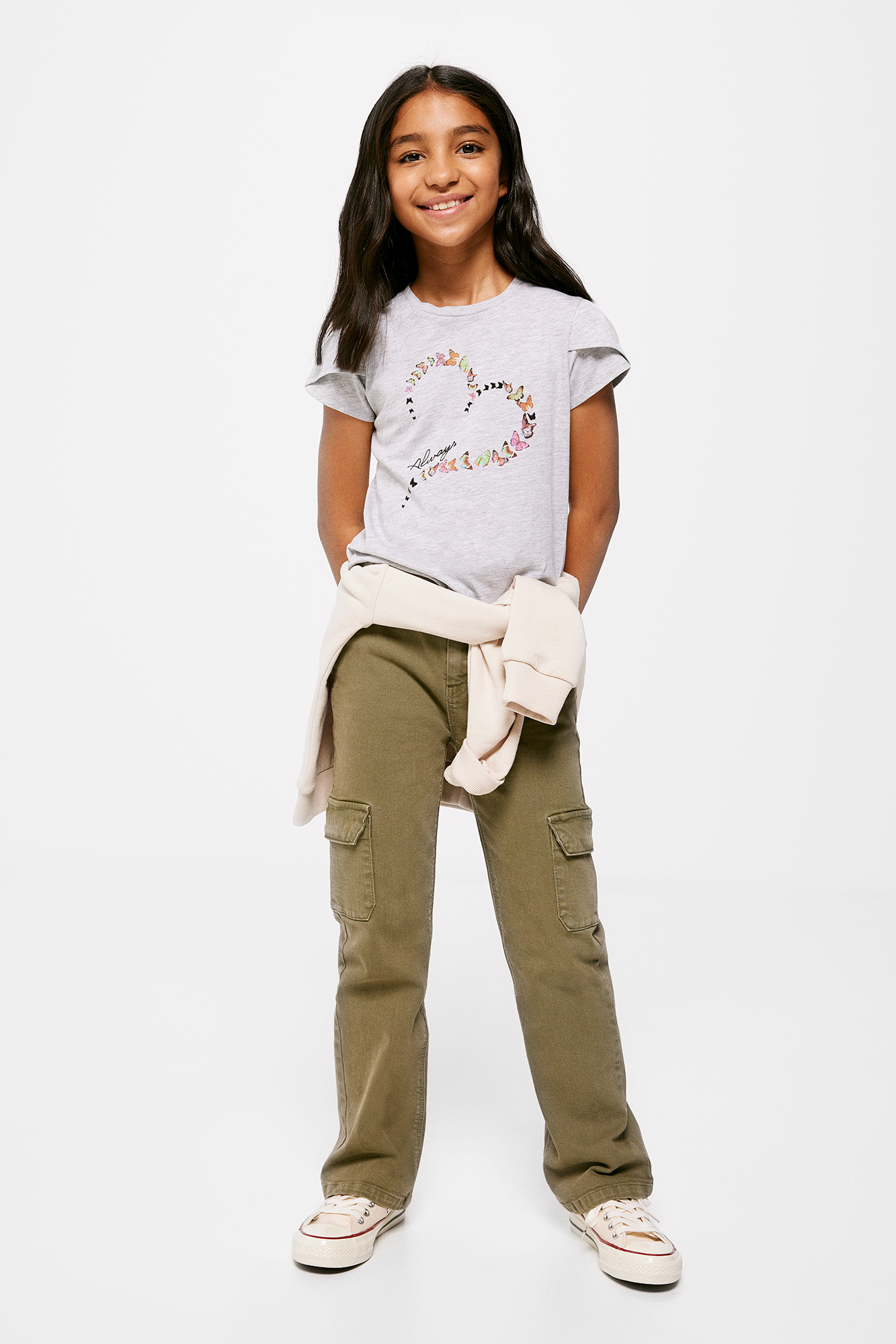 Camiseta com estampa de coração para meninas