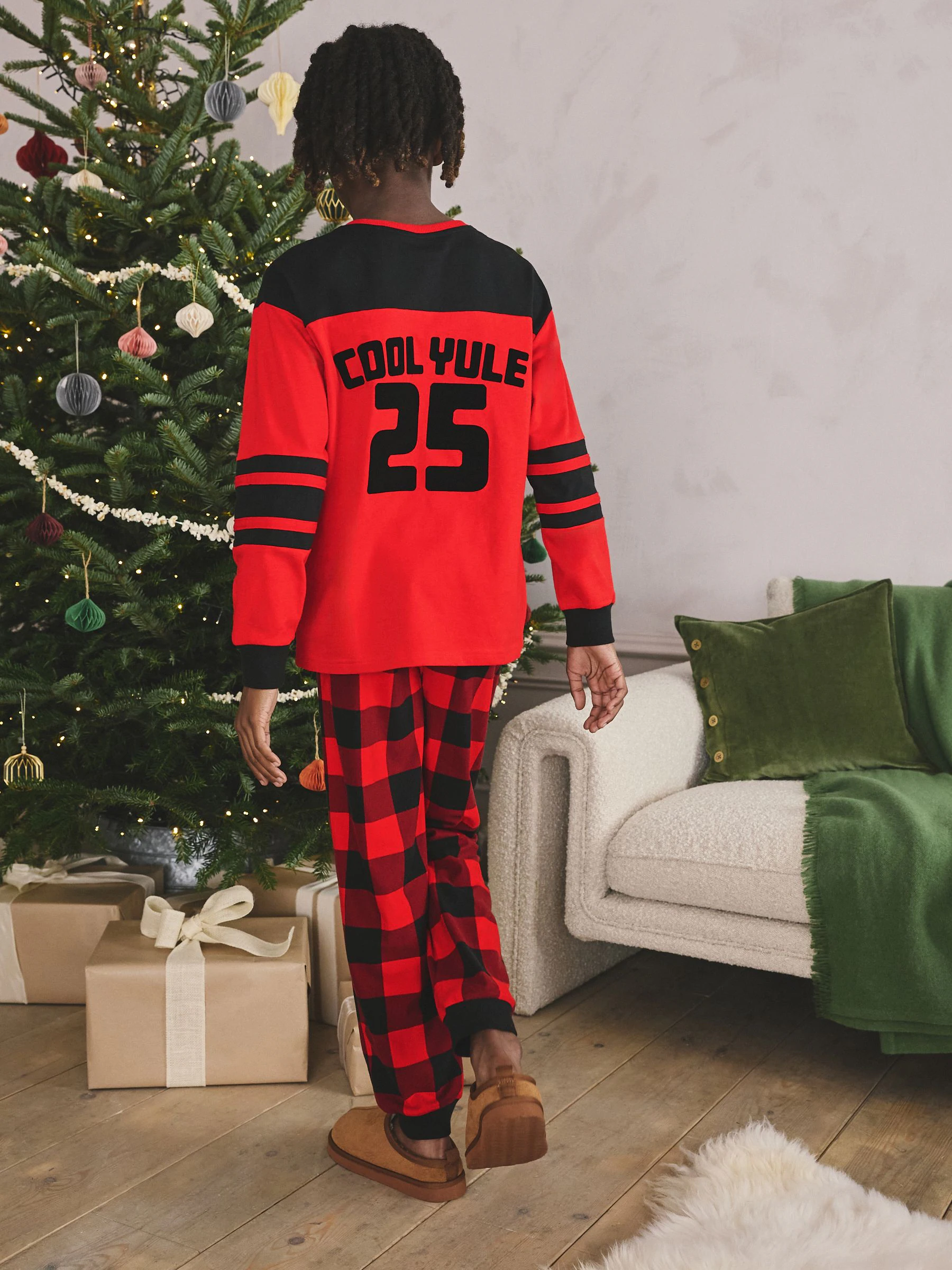 Red Check Reindeer - Enkele kerstpyjama (5-16jr)
